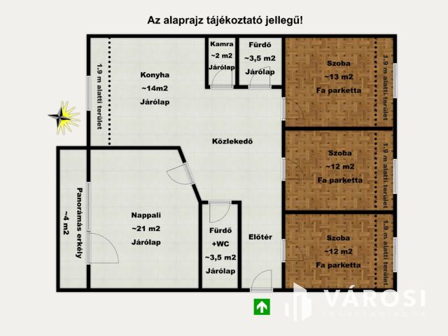 Napfényes, panorámás nappali+3 szobás lakás jó elrendezéssel